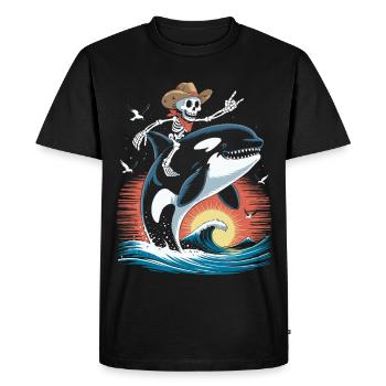Cow-boy squelette sur la scène des vagues d’orque - T-shirt Premium bio Homme - noir - Devant - Nico (187cm)
