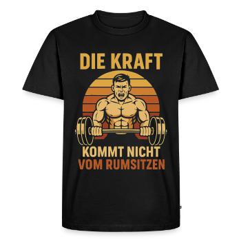 Strength doesn't come from sitting around Fitness Gym Sport - Men's Premium Organic T-Shirt - black - Front - Nico (187cm)