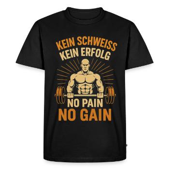 No Sweat No Success Fitness Motivation Gym - Men's Premium Organic T-Shirt - black - Front - Nico (187cm)