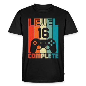16th Birthday Gamer – 16 Years Level 16 Complete - Men's Premium Organic T-Shirt - black - Front - Nico (187cm)