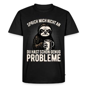 Don't talk to me - sloth with coffee - Men's Premium Organic T-Shirt - black - Front - Nico (187cm)