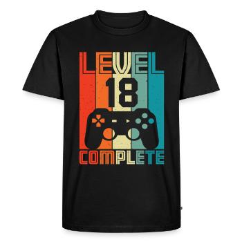 18e anniversaire Gamer – 18 ans Niveau 18 Terminé - T-shirt Premium bio Homme - noir - Devant - Nico (187cm)