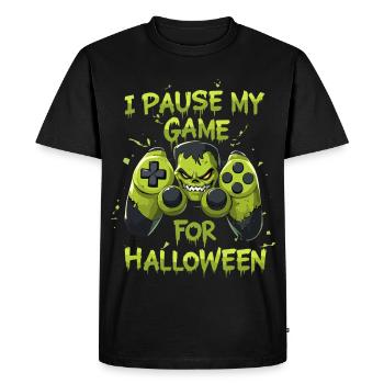 Gamepad Gamer Halloween Zombie Gamer fait une pause - T-shirt Premium bio Homme - noir - Devant - Nico (187cm)