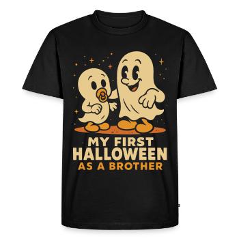 Mon premier Halloween en tant que frère fantôme mignon - T-shirt Premium bio Homme - noir - Devant - Nico (187cm)
