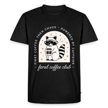 Coffee club funny feral chaotic raccoon lovers - Men's Premium Organic T-Shirt - black - Front - Nico (187cm)