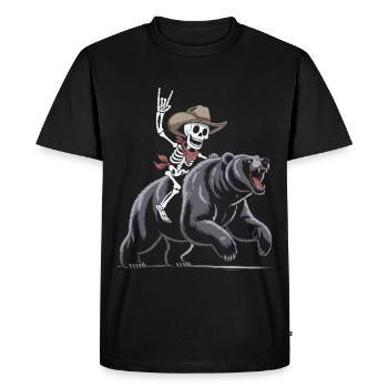 Skeleton Rodeo on Bear - Men's Premium Organic T-Shirt - black - Front - Nico (187cm)