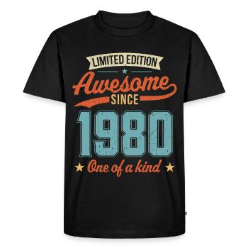 Awesome Since 1980 - Men's Premium Organic T-Shirt - black - Front - Nico (187cm)