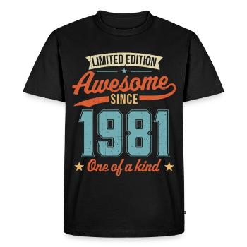 Génial depuis 1981 - T-shirt Premium bio Homme - noir - Devant - Nico (187cm)