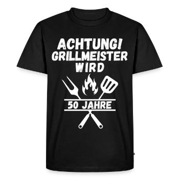 Attention Grill Master fête 50 ans – Drôle de barbecue T-Shir - T-shirt Premium bio Homme - noir - Devant - Nico (187cm)