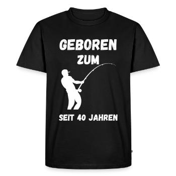 Né pour pêcher depuis 40 ans - T-shirt Angler - T-shirt Premium bio Homme - noir - Devant - Nico (187cm)