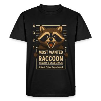 Raccoon trashy wanted: Mugshot funny - Men's Premium Organic T-Shirt - black - Front - Nico (187cm)