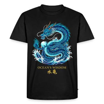 Ocean Dragon | Ocean's Wisdom - Men's Premium Organic T-Shirt - black - Front - Nico (187cm)