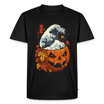 Halloween Automne - Pumpkin Vague Kanagawa - T-shirt Premium bio Homme - noir - Devant - Nico (187cm)