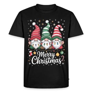 Three Gnomes with Hats - Merry Christmas - Men's Premium Organic T-Shirt - black - Front - Nico (187cm)