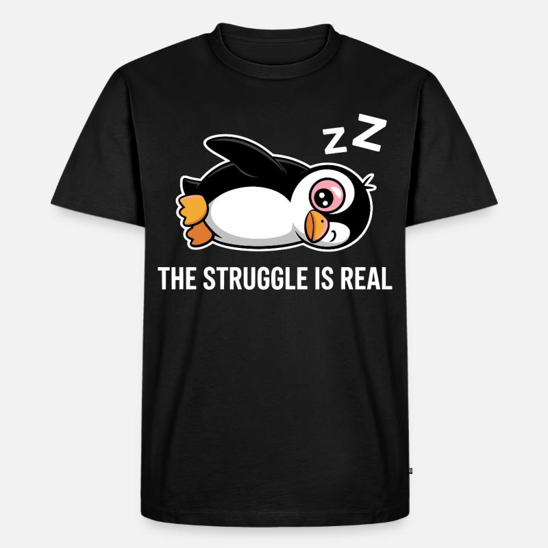 Pinguin Lustiger Spruch - Männer Premium Bio T-Shirt - Schwarz