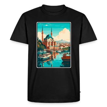 Istanbul Turquie Port Mosaïque Affiche de voyage - T-shirt Premium bio Homme - noir - Devant - Nico (187cm)