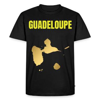 T-shirt Guadeloupe carte dorée Antilles - T-shirt Premium bio Homme - noir - Devant - Nico (187cm)