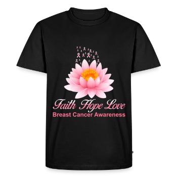 T-shirt de sensibilisation Cancer Faith Hope Love - T-shirt Premium bio Homme - noir - Devant - Nico (187cm)