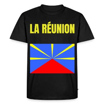 T-shirt drapeau La Réunion volcan - T-shirt Premium bio Homme - noir - Devant - Nico (187cm)