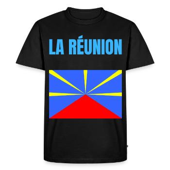 T-shirt drapeau La Réunion volcan - T-shirt Premium bio Homme - noir - Devant - Nico (187cm)