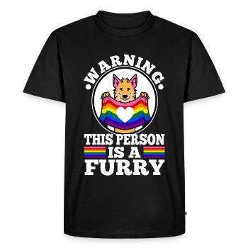 Warning This Person Is A Furry - Men's Premium Organic T-Shirt - black - Front - Nico (187cm)