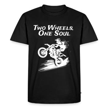 Two Wheels, One Soul - Men's Premium Organic T-Shirt - black - Front - Nico (187cm)