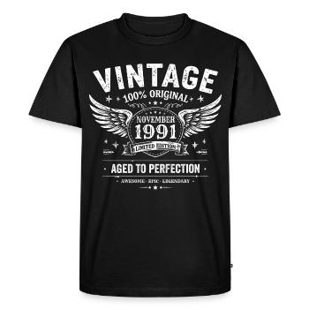 64 Years Birthday | Birthday November 1961 - Men's Premium Organic T-Shirt - black - Front - Nico (187cm)