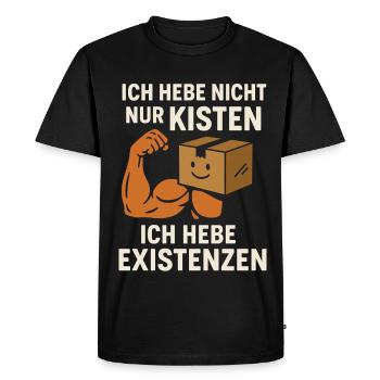 I lift livelihoods moving helper - Men's Premium Organic T-Shirt - black - Front - Nico (187cm)