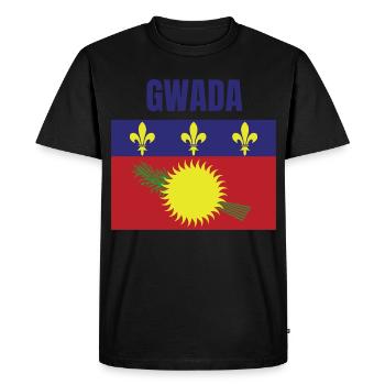 T-shirt GWADA drapeau Guadeloupe - T-shirt Premium bio Homme - noir - Devant - Nico (187cm)