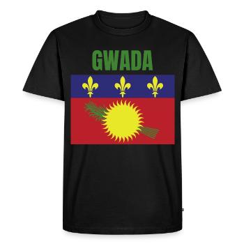 T-shirt GWADA drapeau Guadeloupe - T-shirt Premium bio Homme - noir - Devant - Nico (187cm)
