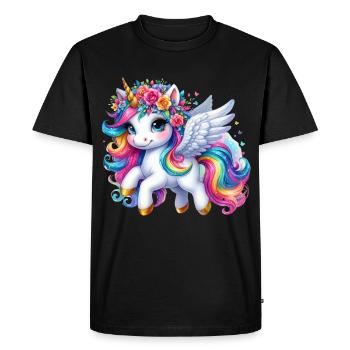 Couronne de licorne ailée arc-en-ciel - T-shirt Premium bio Homme - noir - Devant - Nico (187cm)