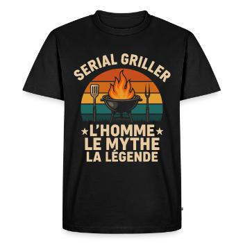 Serial Griller L’homme Le Mythe La Légende BBQ - T-shirt Premium bio Homme - noir - Devant - Nico (187cm)