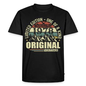 Anniversaire novembre 1978 - T-shirt Premium bio Homme - noir - Devant - Nico (187cm)