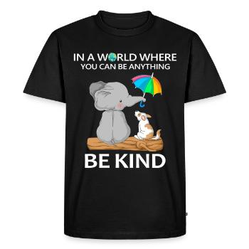 Be Kind Elephant and Dog - Men's Premium Organic T-Shirt - black - Front - Nico (187cm)
