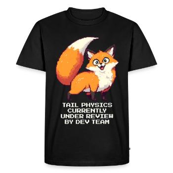 Tail physics in the exam | Fox, Dev, Humor - Men's Premium Organic T-Shirt - black - Front - Nico (187cm)