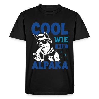 Éventail d’alpaga COOL COMME UN LAMA D’ALPAGA Drôle - T-shirt Premium bio Homme - noir - Devant - Nico (187cm)