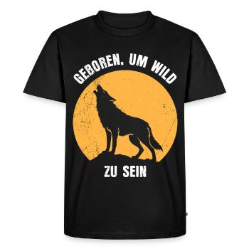 Wolf Spirit GEBOREN UM WILD ZU SEIN Lustig - Men's Premium Organic T-Shirt - black - Front - Nico (187cm)