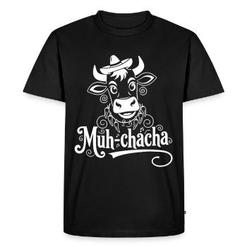 Vache Moo-ChaCha avec des fioritures - T-shirt Premium bio Homme - noir - Devant - Nico (187cm)