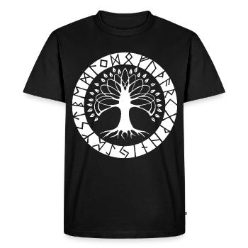Arbre runique blanc - T-shirt Premium bio Homme - noir - Devant - Nico (187cm)