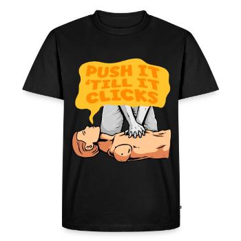 CPR Instructor Resuscitation Push Till It Clicks - Men's Premium Organic T-Shirt - black - Front - Nico (187cm)