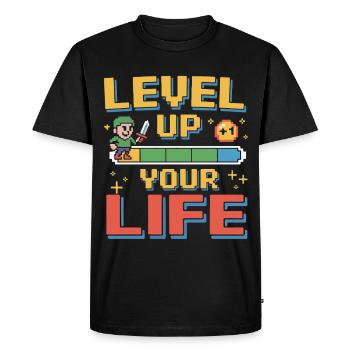 Améliorez votre motivation Life Pixel - T-shirt Premium bio Homme - noir - Devant - Nico (187cm)