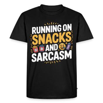 Running, snacks and sarcasm - Men's Premium Organic T-Shirt - black - Front - Nico (187cm)