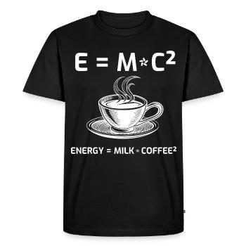 Café buveur de café Formule E=MC2 - T-shirt Premium bio Homme - noir - Devant - Nico (187cm)