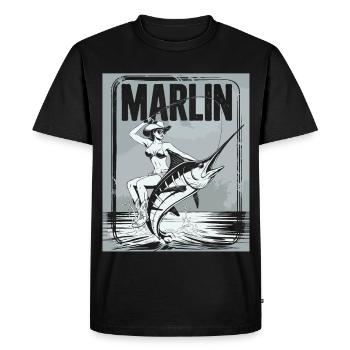 Marlin Pêcheuse Rétro - T-shirt Premium bio Homme - noir - Devant - Nico (187cm)