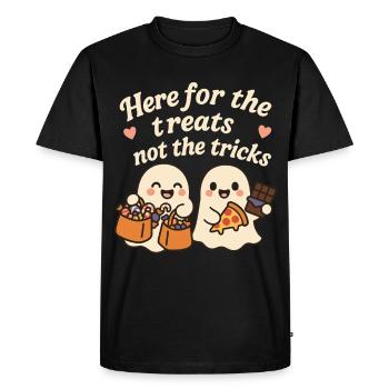 Ici pour les friandises, pas pour les tours Halloween - T-shirt Premium bio Homme - noir - Devant - Nico (187cm)