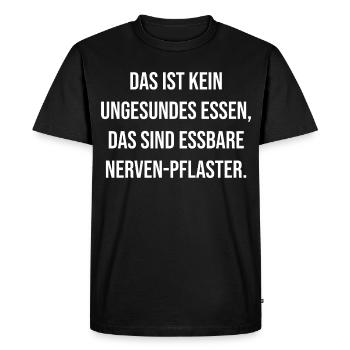 NervPflaster Quote: Edible Irony - Men's Premium Organic T-Shirt - black - Front - Nico (187cm)