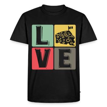 Carré Pop Art CheeseLove - T-shirt Premium bio Homme - noir - Devant - Nico (187cm)