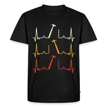 Motif de marteau de battement de cœur - T-shirt Premium bio Homme - noir - Devant - Nico (187cm)
