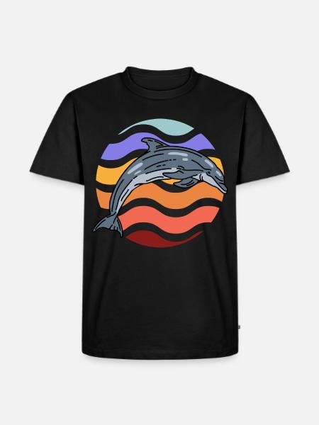 Dolphin in wave pattern - Men's Premium Organic T-Shirt - black