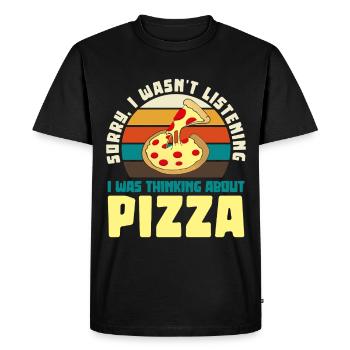 Pizza Dreamer Motif Rétro - T-shirt Premium bio Homme - noir - Devant - Nico (187cm)